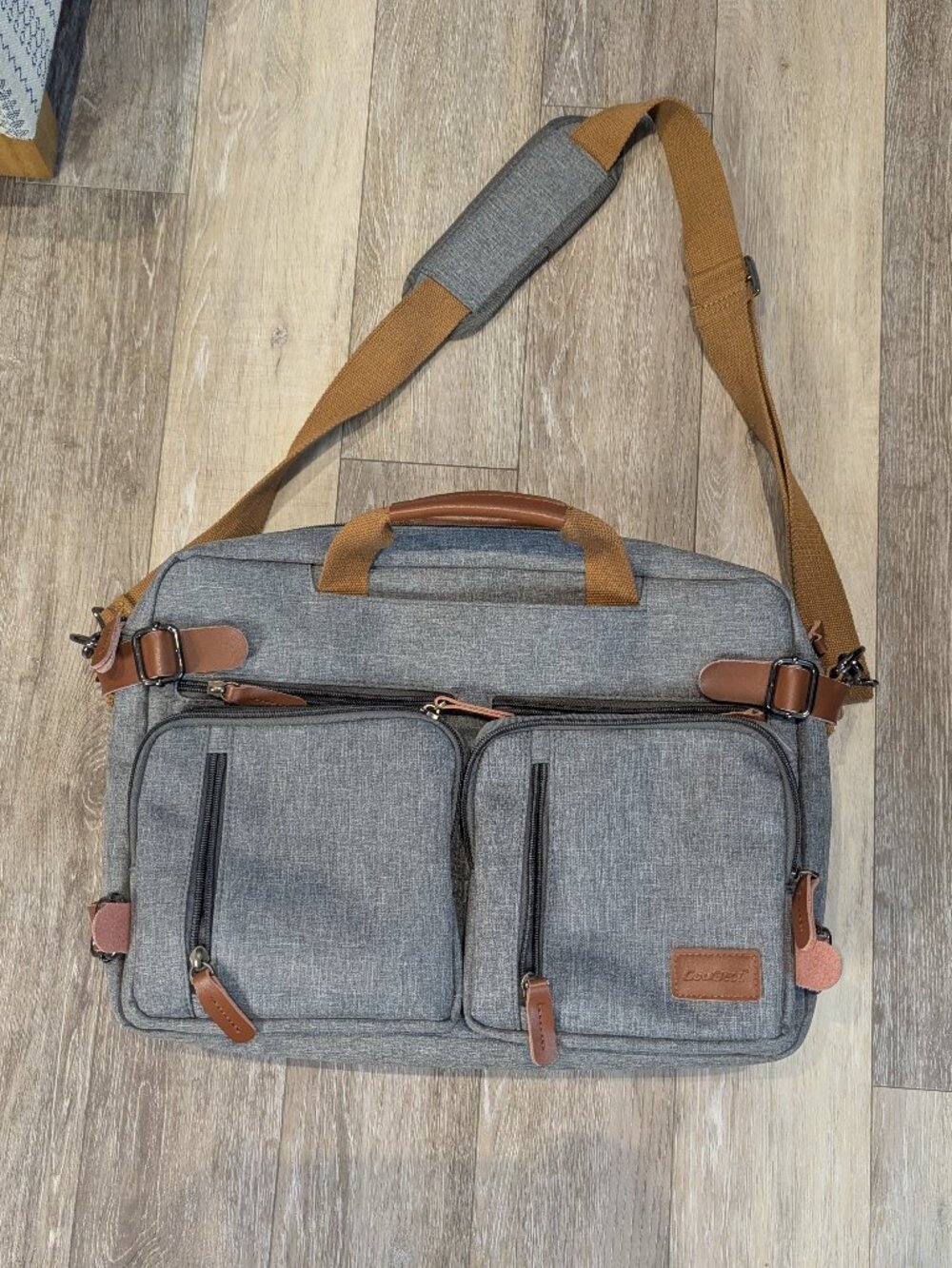 CoolBELL Convertible Laptop Backpack Messenger Bag - Grey - Fits 15.6" Laptop